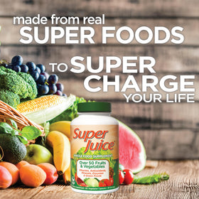 Super Juice Wholefood Supplement tablets close-up