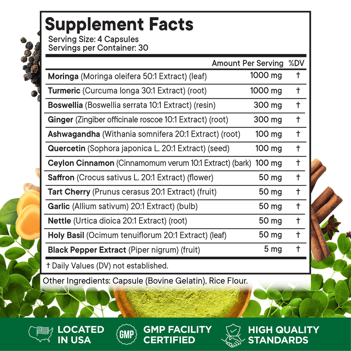 Superfood MD Turmeric Moringa Supplement bottle with label