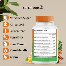 Superfood MD Turmeric Moringa Supplement packaging side view