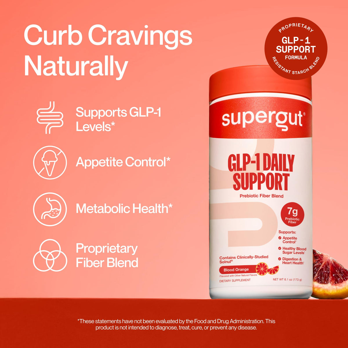 Supergut GLP1 Daily Support Blood Orange powder back view