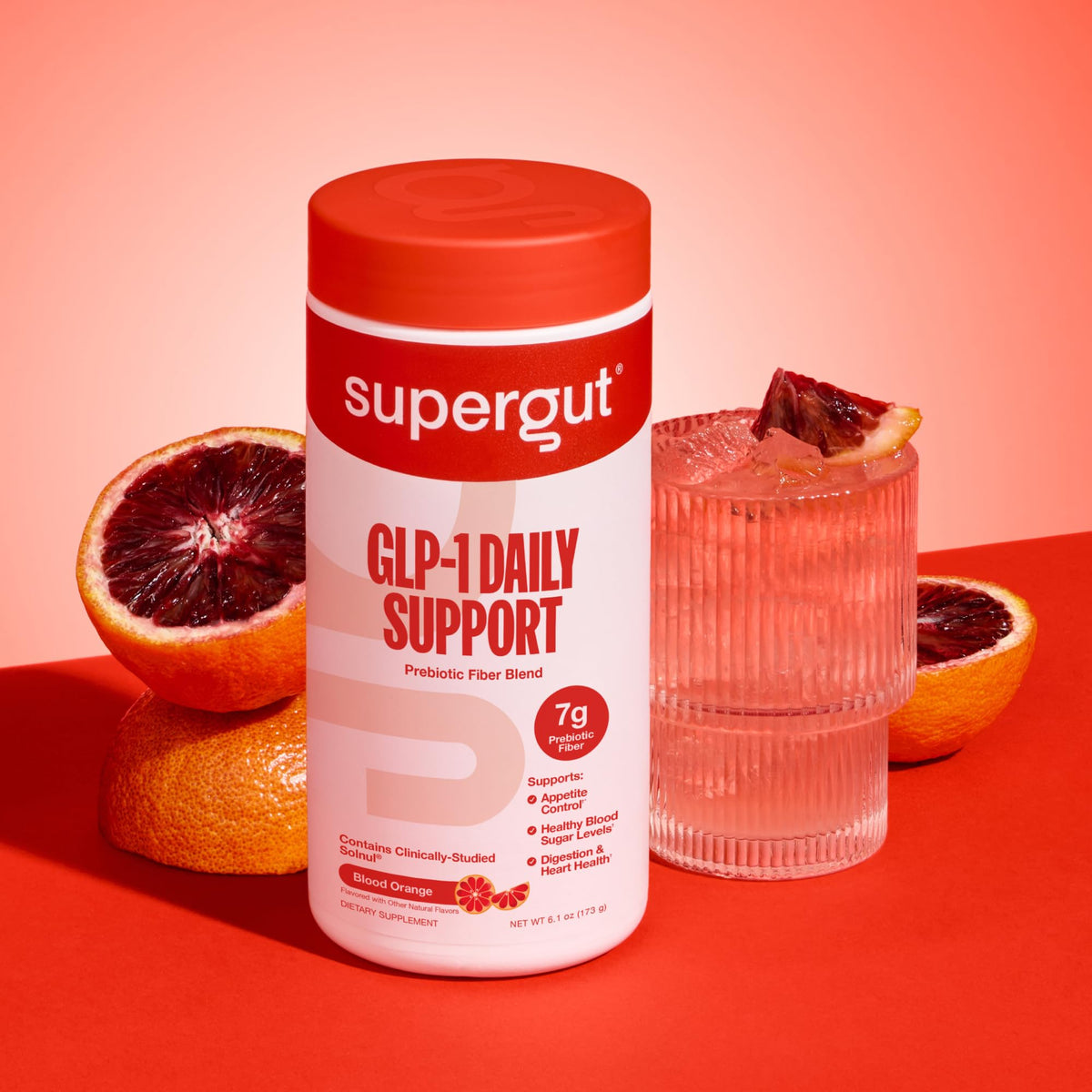Supergut GLP1 Daily Support Blood Orange powder scoop