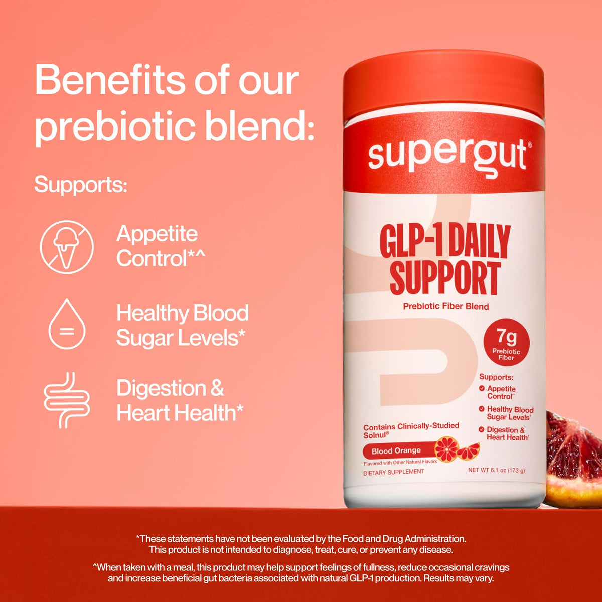 Supergut GLP1 Daily Support Blood Orange powder with ice