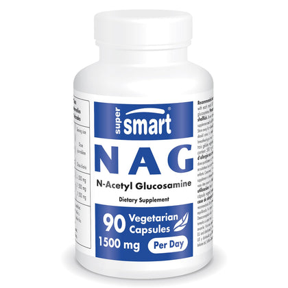 Supersmart NAG 1500 mg N-Acetyl Glucosamine 90 vegetarian capsules front view