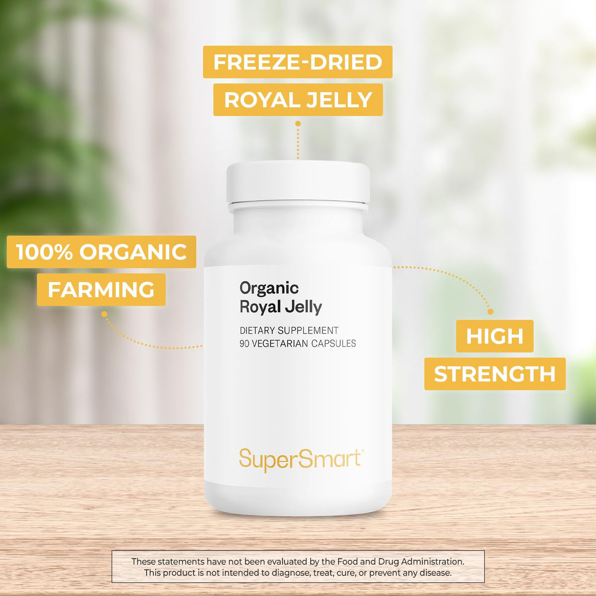 Supersmart Organic Royal Jelly 300mg capsules close-up