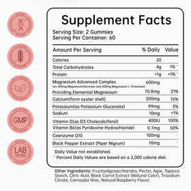 Supfits Magnesium Glycinate Gummies 600mg raspberry flavour back view