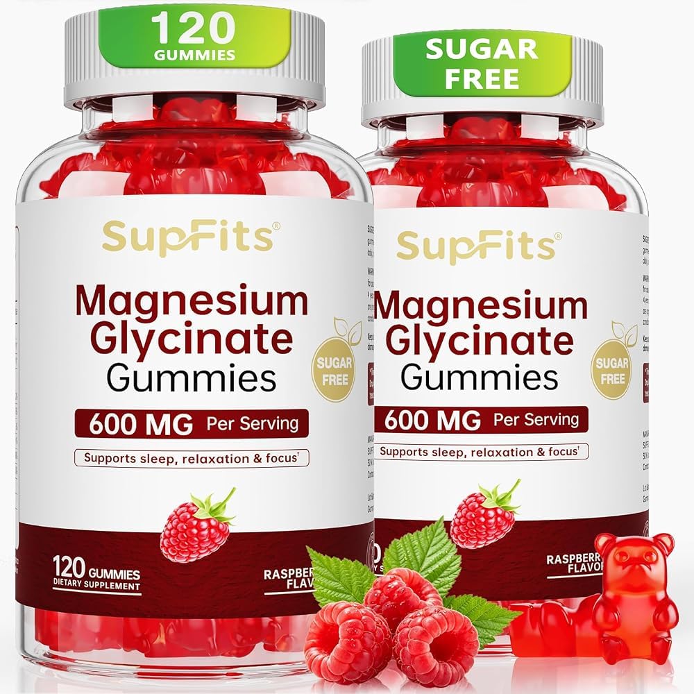 Supfits Magnesium Glycinate Gummies 600mg raspberry flavour front view