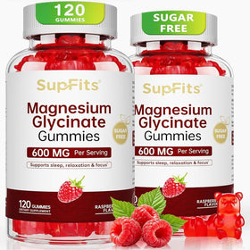 Supfits Magnesium Glycinate Gummies 600mg raspberry flavour front view