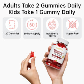 Supfits Magnesium Glycinate Gummies 600mg raspberry flavour on a table