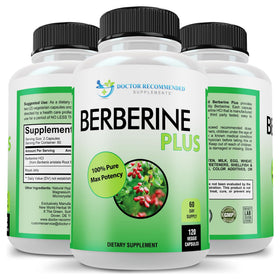 SUPPLEMENTS Berberine Plus 1200mg capsules on a wooden surface