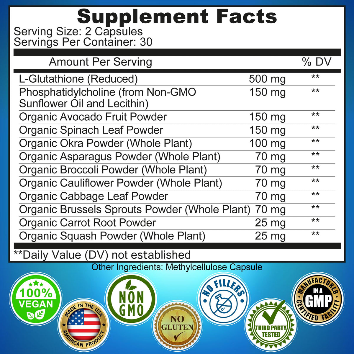 SUPPLEMENTS STUDIO Liposomal Glutathione Supplement 500mg label details