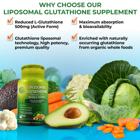 SUPPLEMENTS STUDIO Liposomal Glutathione Supplement 500mg side view