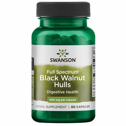 Swanson Black Walnut Hulls 500 mg capsule bottle front view