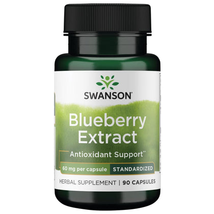 Swanson Blueberry Leaf Extract 60 mg 90 Capsules front view