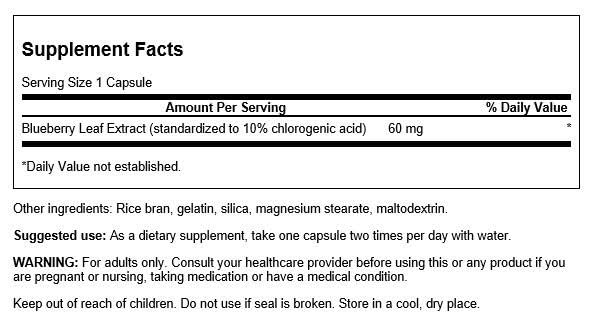 Swanson Blueberry Leaf Extract 60 mg 90 Capsules side view