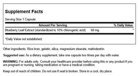 Swanson Blueberry Leaf Extract 60 mg 90 Capsules side view