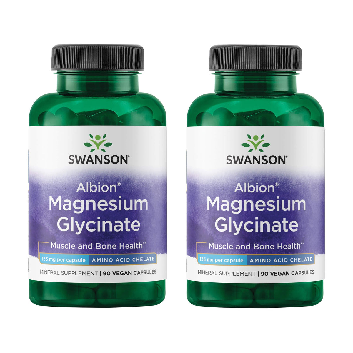 Swanson Chelated Magnesium Glycinate 90 capsules front view