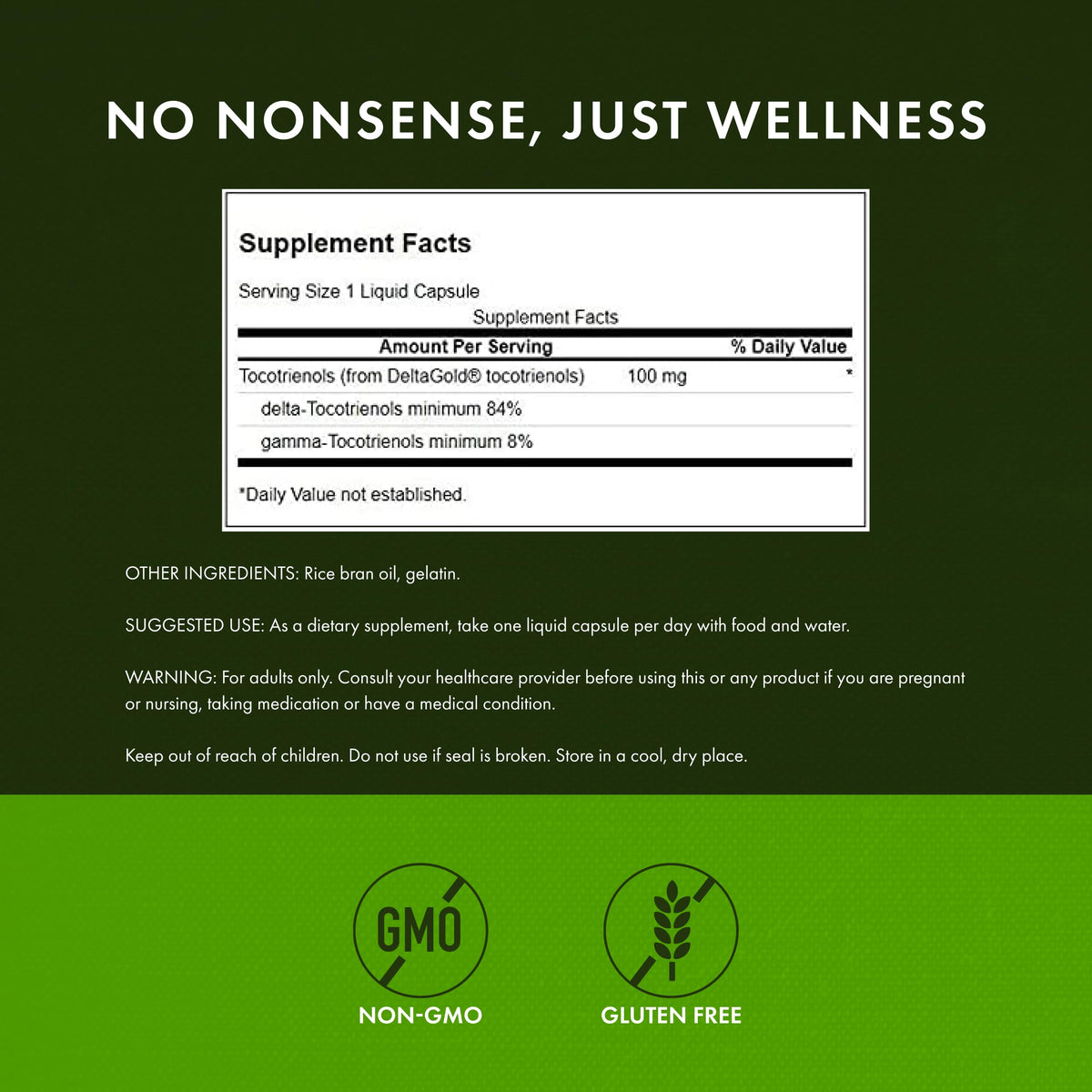 Swanson Double Strength Tocotrienols packaging with 60 capsules
