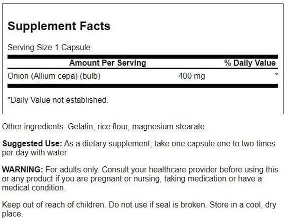 Swanson Full Spectrum Onion Bulb 400 mg 60 Capsules side view