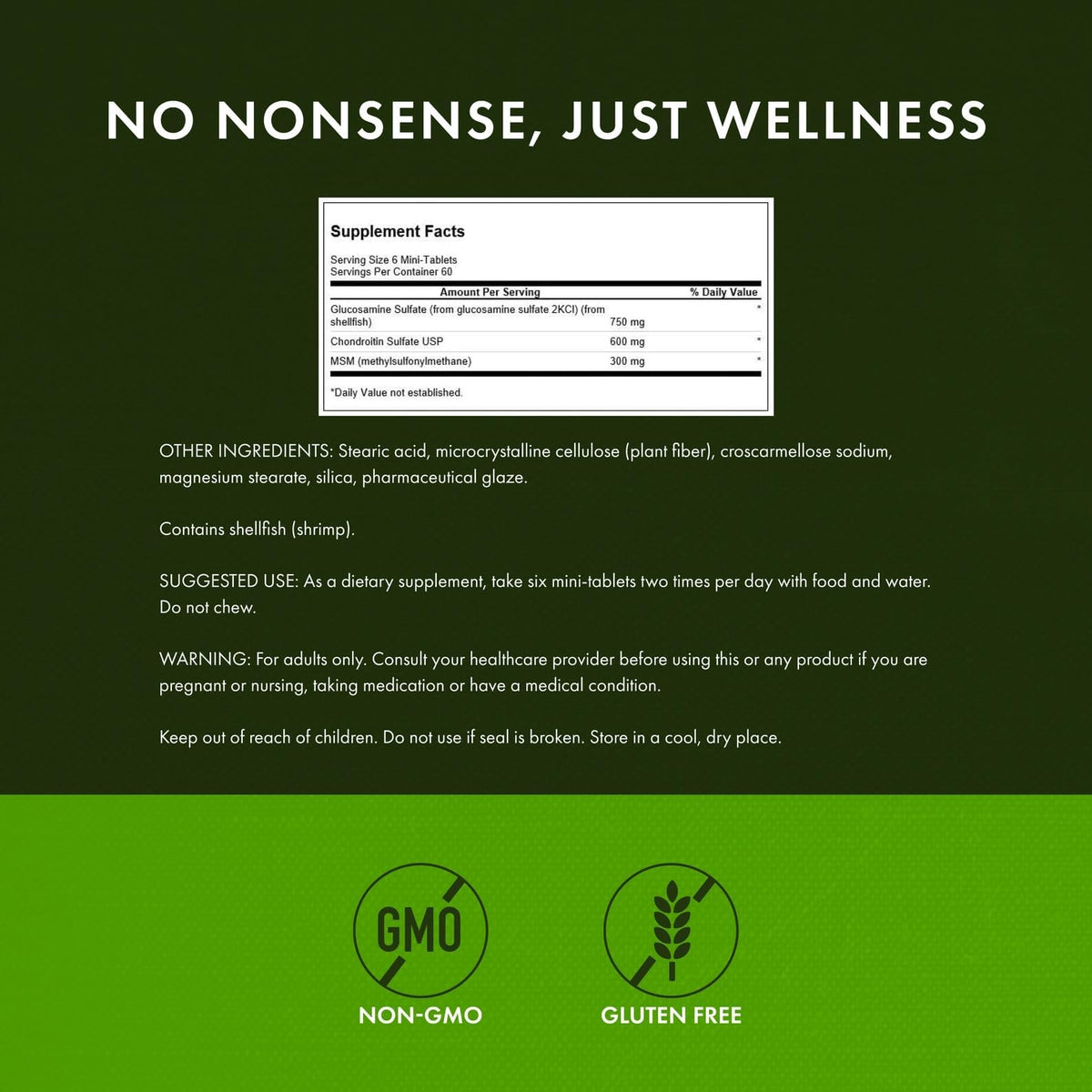 Swanson Glucosamine, Chondroitin & MSM 360 Mini-Tablets side view