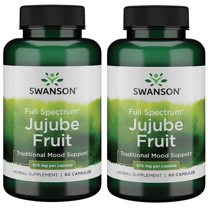 Swanson Jujube Fruit Herbal Supplement 675 mg 60 Capsules front view