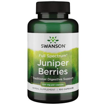Swanson Juniper Berries 520 mg capsules front view