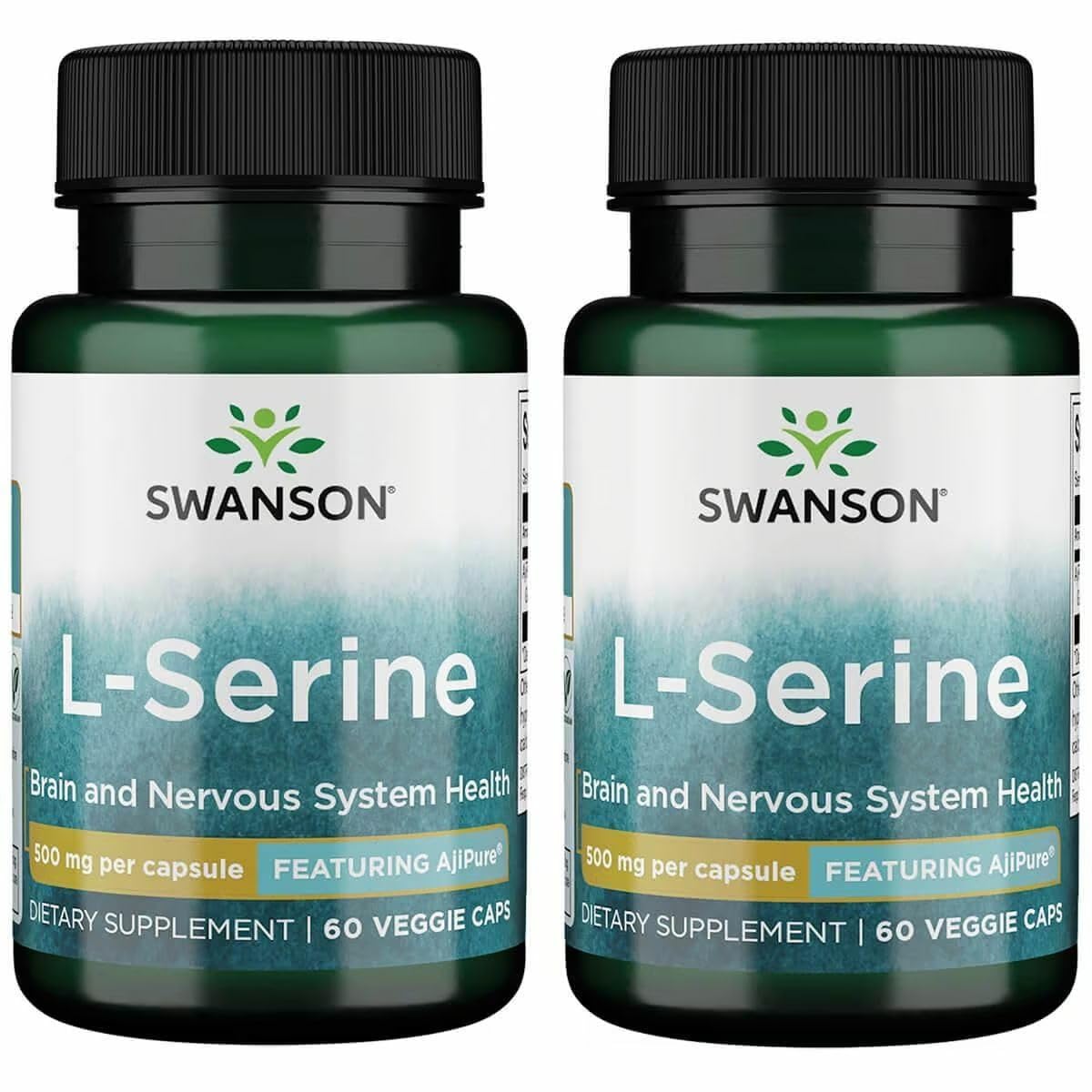 Swanson L-Serine 500 mg veggie capsules front view