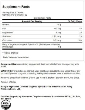 Swanson Organic Spirulina 500 mg 180 Tablets side view