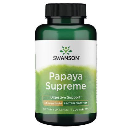 Swanson Papaya 50 mg multi-enzyme tablet bottle front view