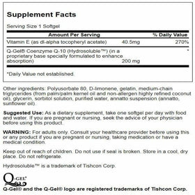 Swanson Q-Gel Mega 200 mg CoQ10 softgels side view