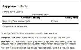Swanson Rose Hips 500mg capsules side view