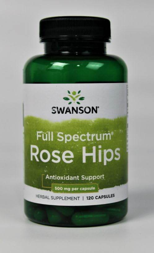 Swanson Rose Hips supplement bottle with label