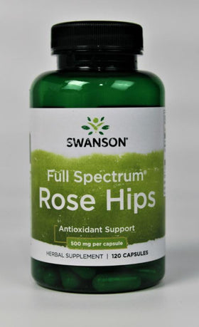Swanson Rose Hips supplement bottle with label