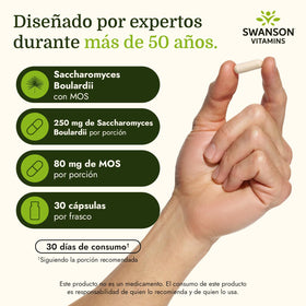 Swanson Saccharomyces Boulardii 30 Veg Capsules back view