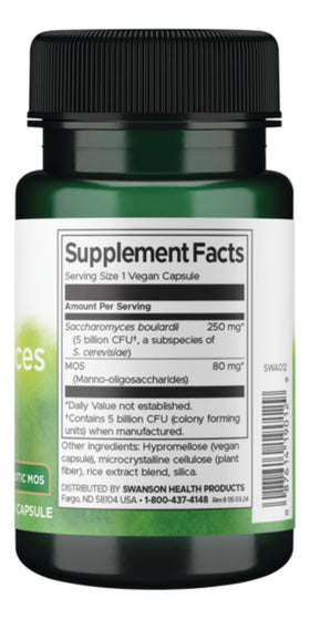 Swanson Saccharomyces Boulardii 30 Veg Capsules side view