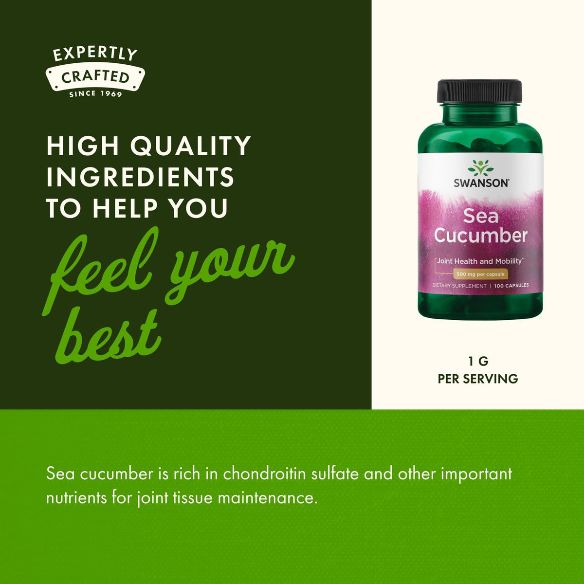 Swanson Sea Cucumber supplement label highlighting key ingredients