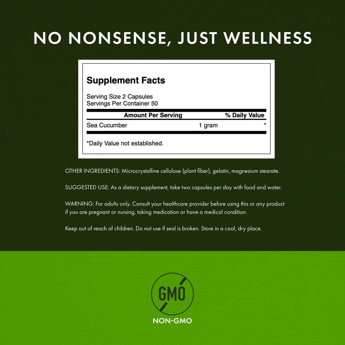 Swanson Sea Cucumber supplement packaging with dosage instructions