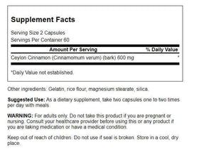 Swanson True Cinnamon 120 capsules side view