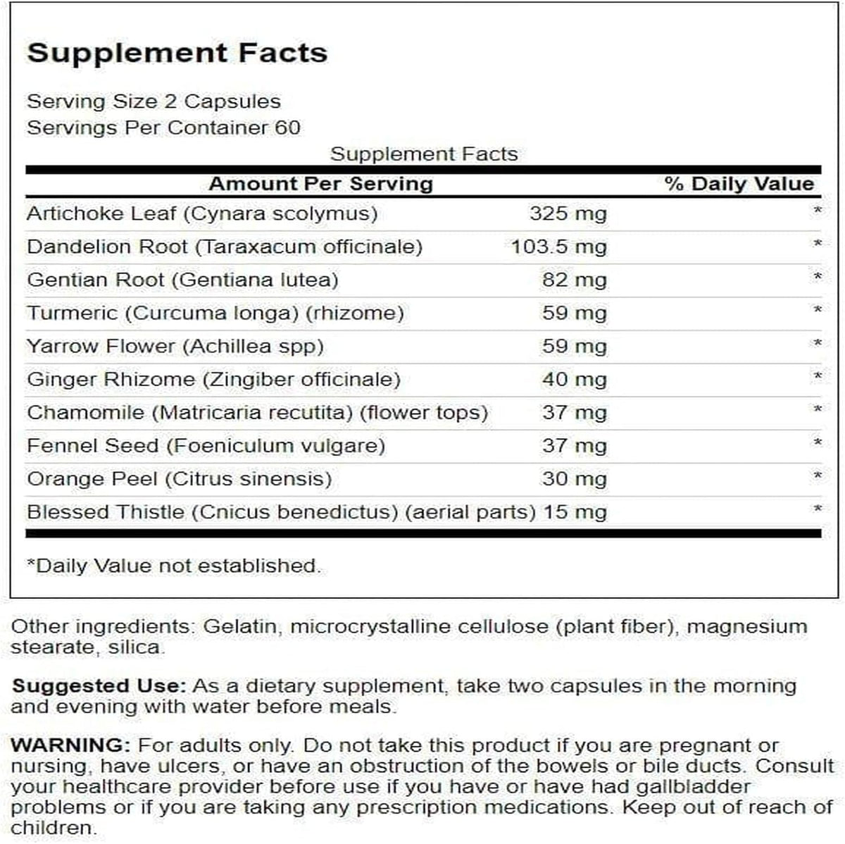 Swanson Ultra Bavarian Herbal Bitters 120 Caps side view