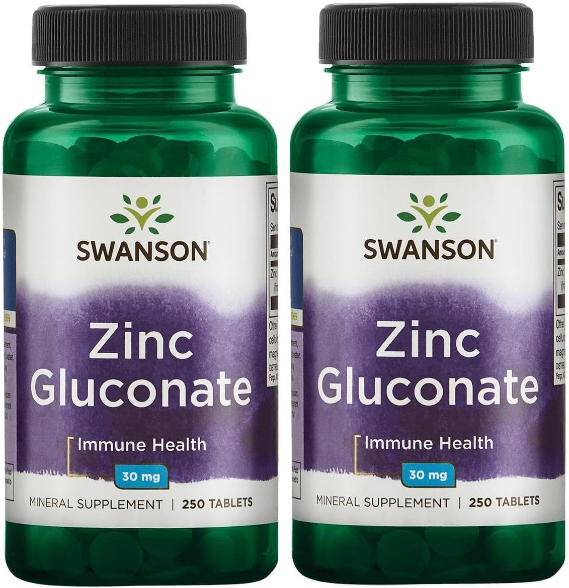 Swanson Zinc Gluconate 30mg 250 Tablets front view
