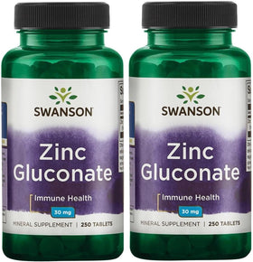 Swanson Zinc Gluconate 30mg 250 Tablets front view