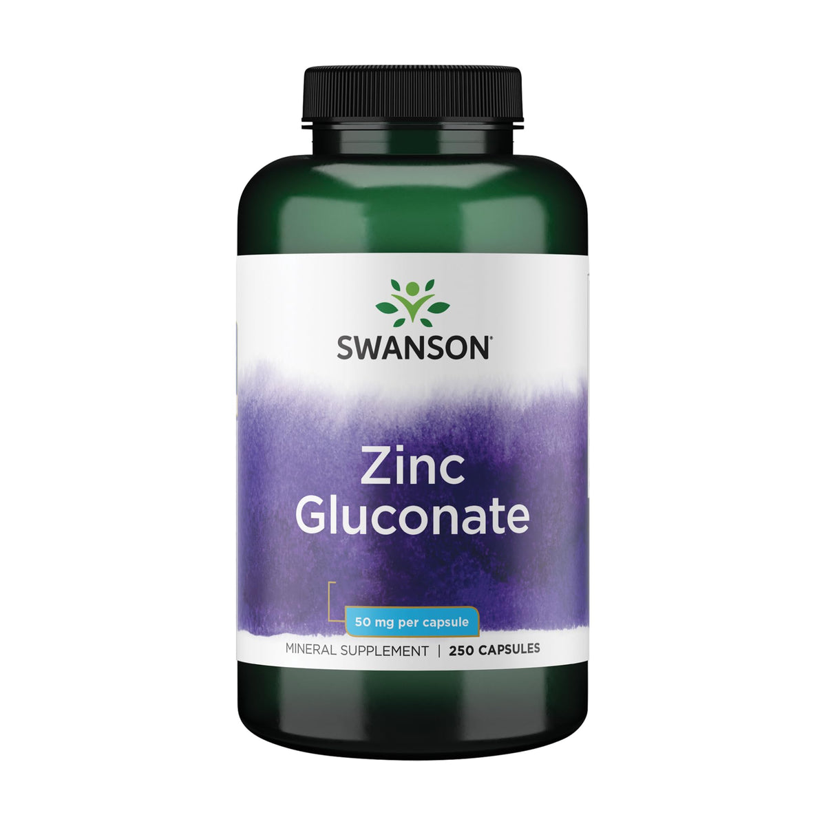 Swanson Zinc Gluconate 50 mg capsules bottle front view
