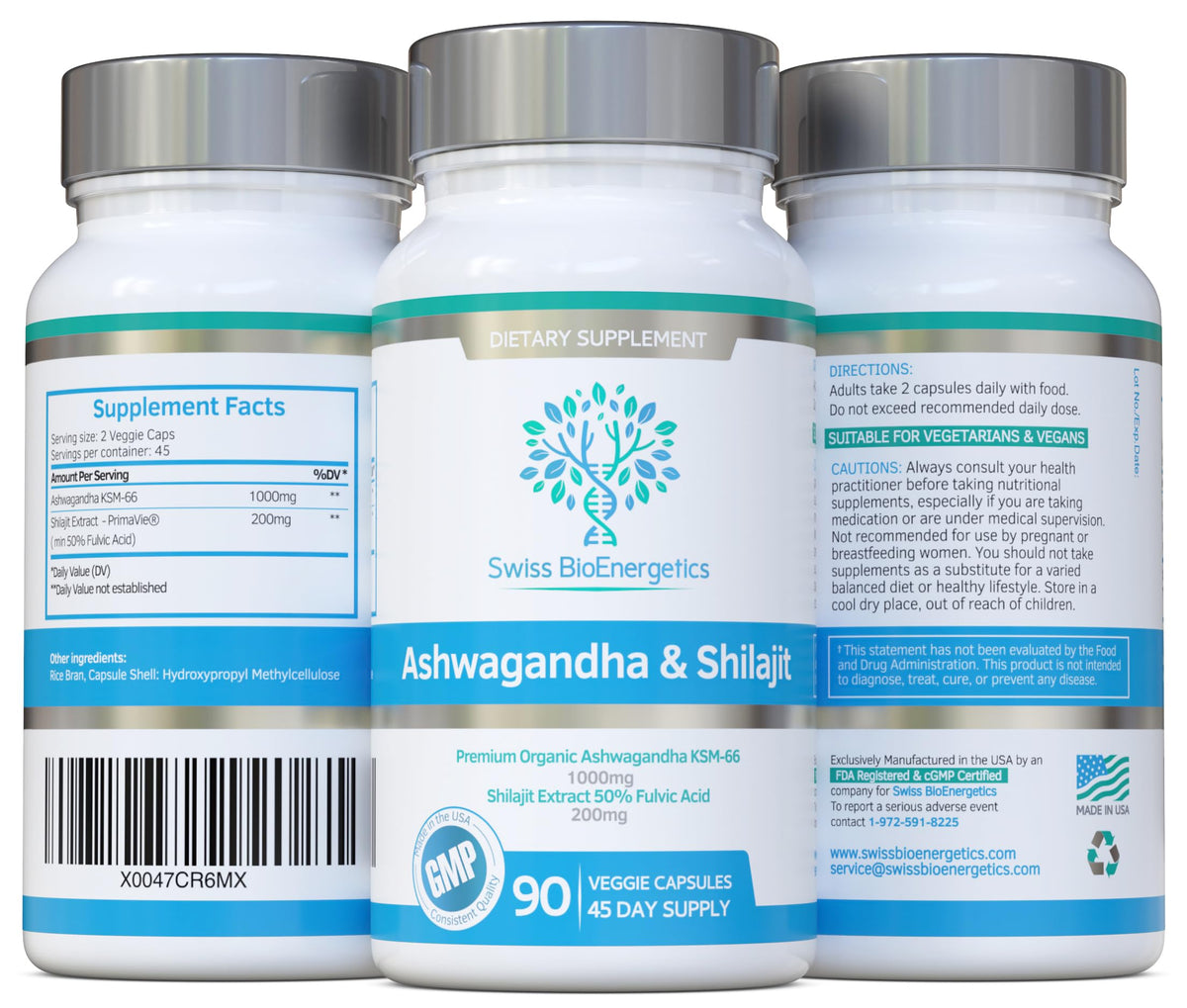 swiss bioenergetics Ashwagandha & Shilajit capsules close-up