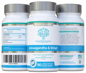 swiss bioenergetics Ashwagandha & Shilajit capsules close-up