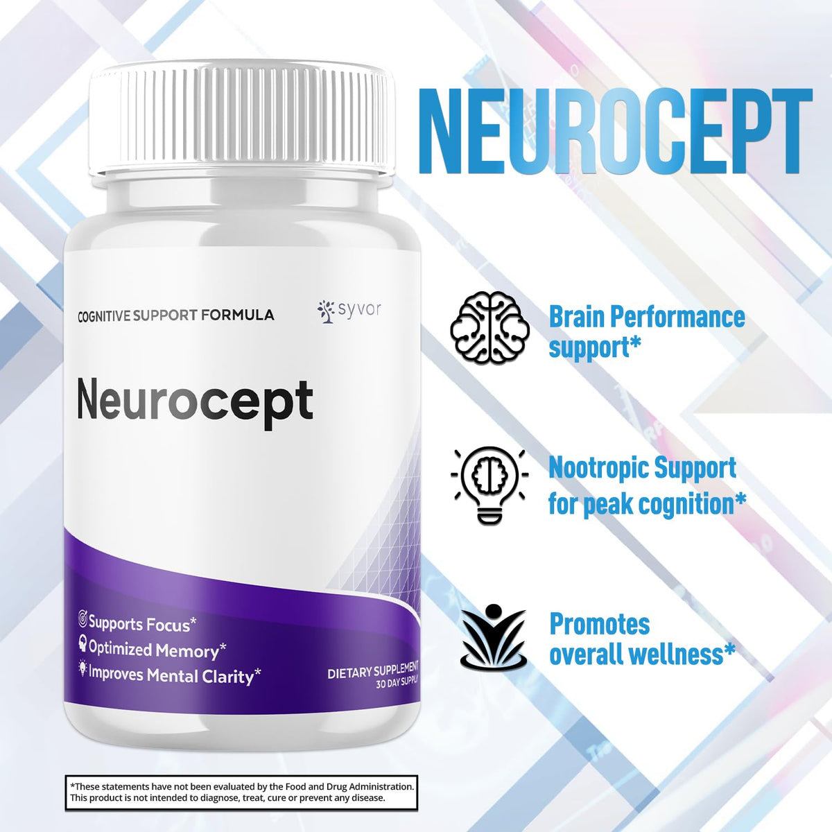 Syvor Neurocept Capsules on a wooden table with natural background