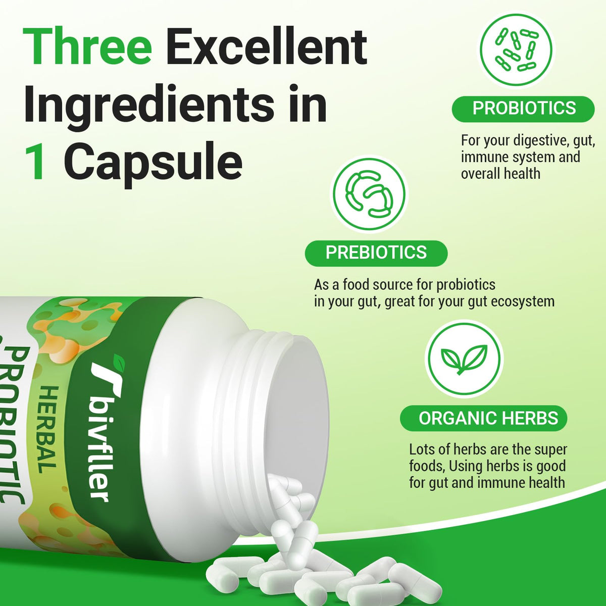 Tbivfller Probiotics bottle on countertop