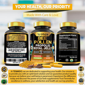 Tenmido Bee Pollen Capsules in a lifestyle setting
