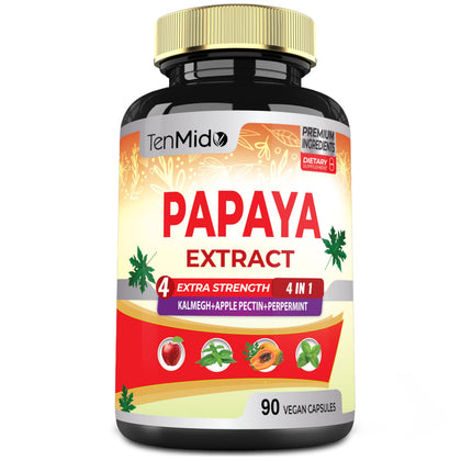 Tenmido Papaya Leaf Extract Capsules bottle front view