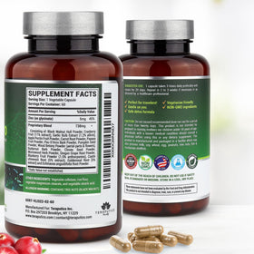 Teraputics IntestinePro capsules on a wooden surface