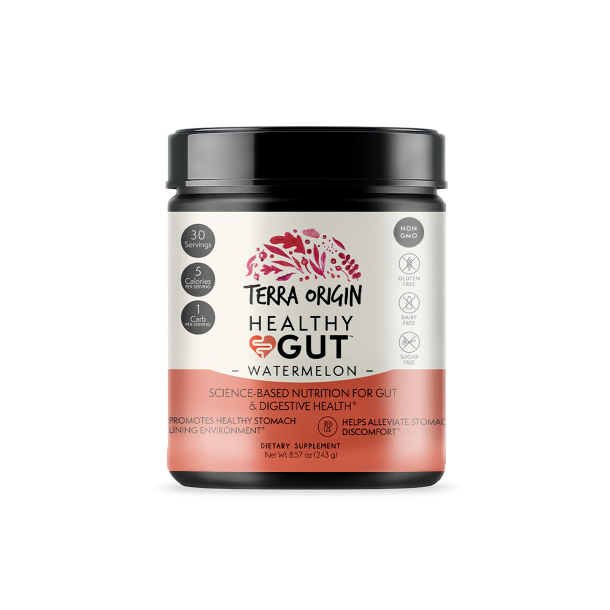 TERRA ORIGIN Healthy Gut Watermelon powder in a bowl