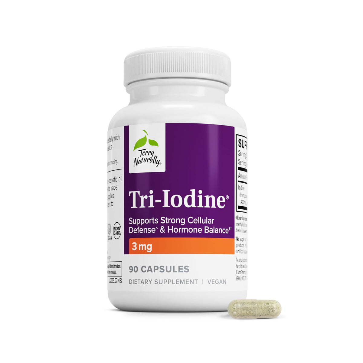 Terry Naturally Tri-Iodine 3mg 90 Capsules front view
